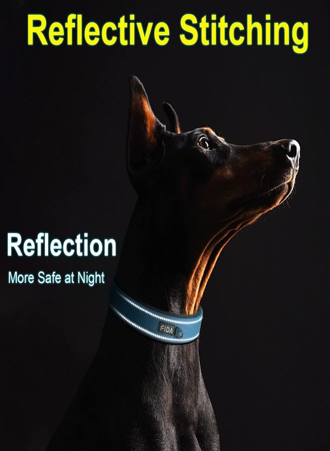 Fida Heavy Duty Dog Collar, Ultra Comfortable Soft Neoprene Padded, Adjustable Reflective Nylon Pet Collar with Durable Metal Belt Buckle for Medium Breeds (M, Blue) - Image 5
